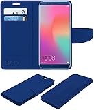ACM Mobile Leather Flip Flap Wallet Case Compatible with Huawei Honor View 10 Mobile Cover Blue