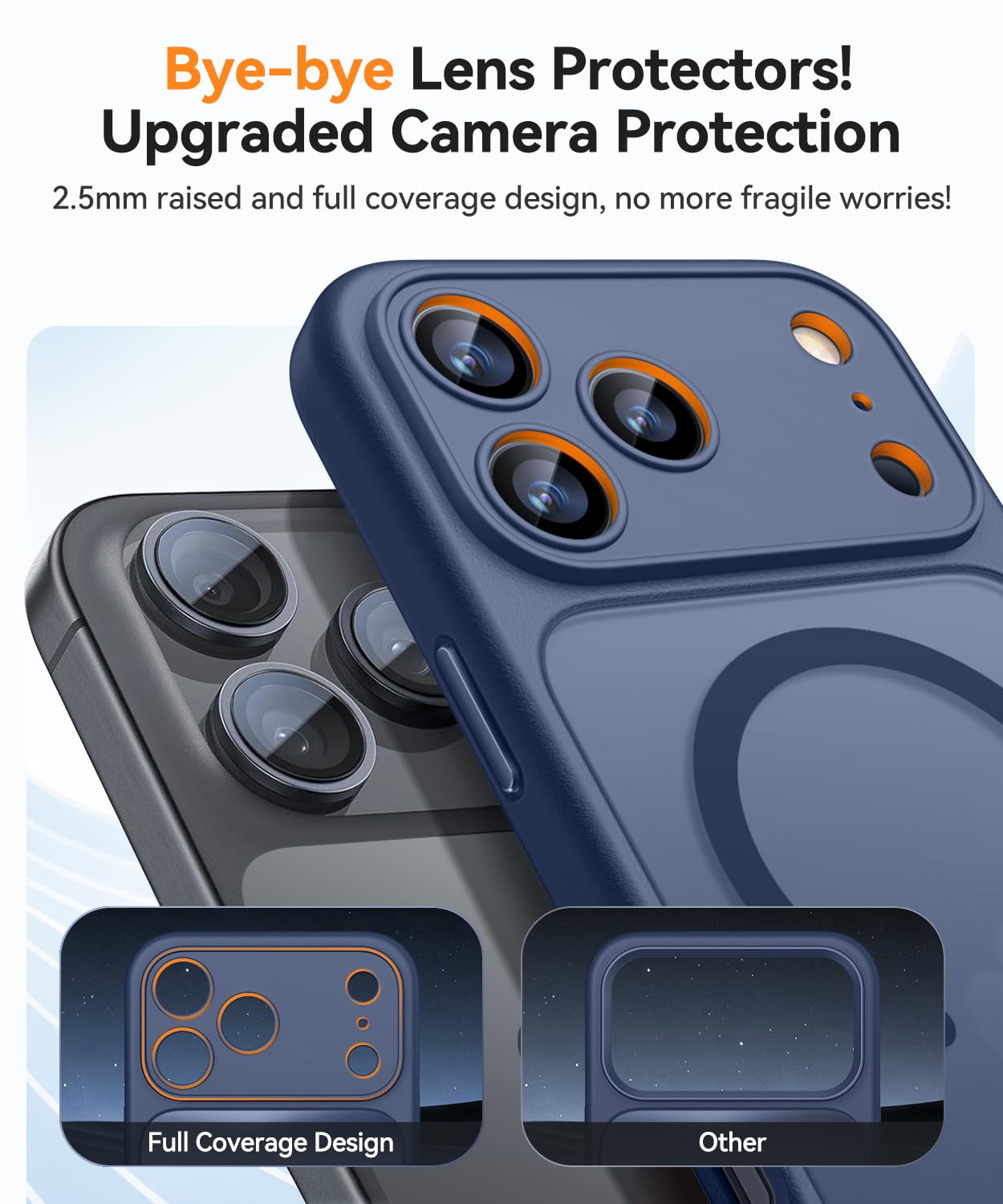 CANSHN Magnetic Compatible with iPhone 17 Pro Case, Upgraded [Full Camera Protection] [Compatible with Magsafe] [Translucent Matte] Shockproof Protective Phone Cover 6.3 Inch - Deep Blue