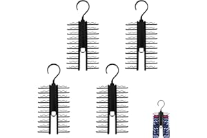 Closet Belt Hanger 4-Pack – 360° Rotating Tie Organizer Rack, Non-Slip Multi-Purpose Hanger for Scarves, Belts, and Accessori