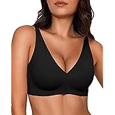 Gailife Deep V Jelly Bras for Women No Underwire Wireless Seamless Push Up Bra Comfort Support Plunge Bralette Full Coverage