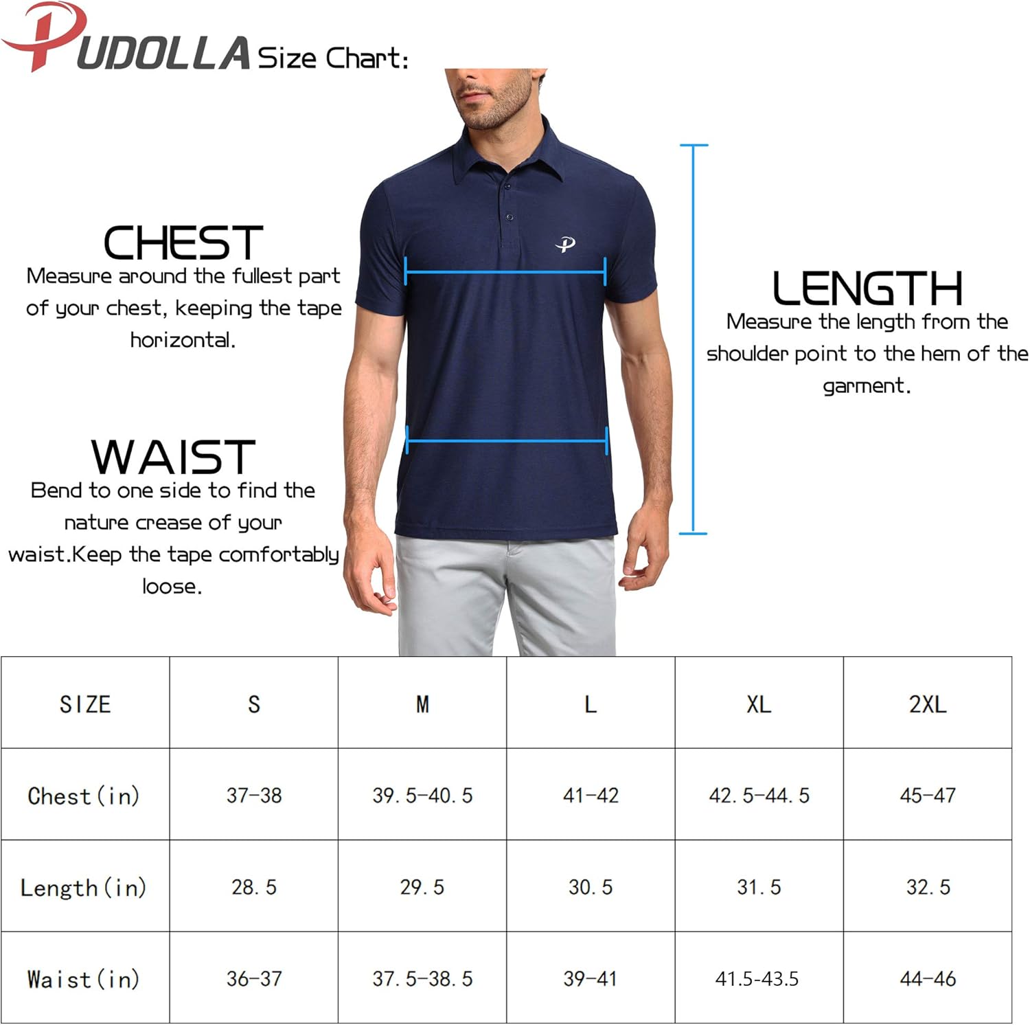 Pudolla Men's Dry Fit Golf Polo Shirts Athletic Short Sleeve Casual Polo Shirts for Men: Clothing