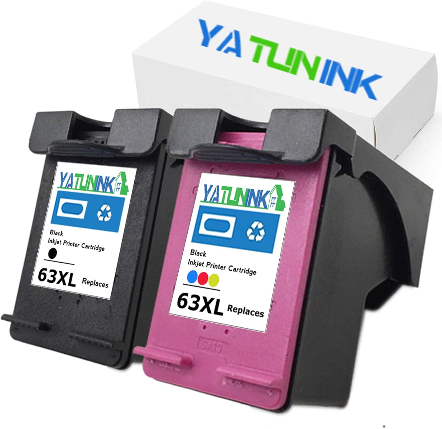 YATUNINK Remanufactured Ink Cartridge Replacement for HP 63XL Black Ink Cartridge & 63XL Color Ink Cartridge for HP Envy 4520 Officejet 1110 Officejet 3830 Deskjet 3630 Deskjet 3632 Printer (2 Pack)