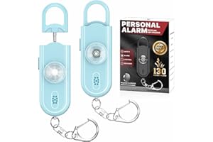 Softvox Personal Safety Alarm Keychain for Women 2PCS -130 dB Loud Siren with SOS Strobe Light, Flashlight, Double Speakers, Safety Defense Key Chain for Girls Kids Elders Emergency Call