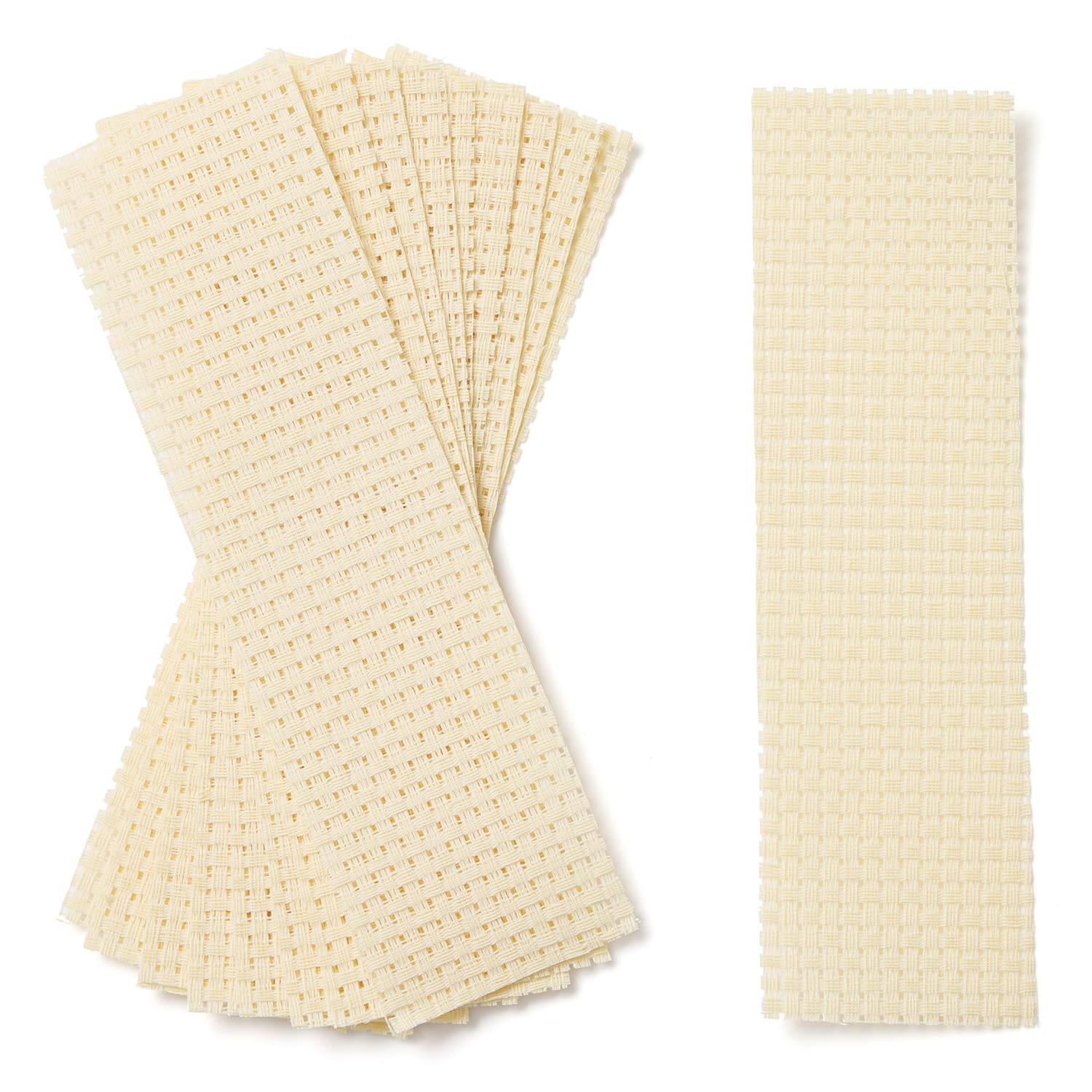 Springboard Cross Stitch Fabric Bookmarks - 10-Pack of Natural Binca Mesh for Sewing - 100% Cotton, 6-Count Embroidery Fabric for Kids - Cross Stitch Accessories - 20 x 6 cm Bookmarks - Cream