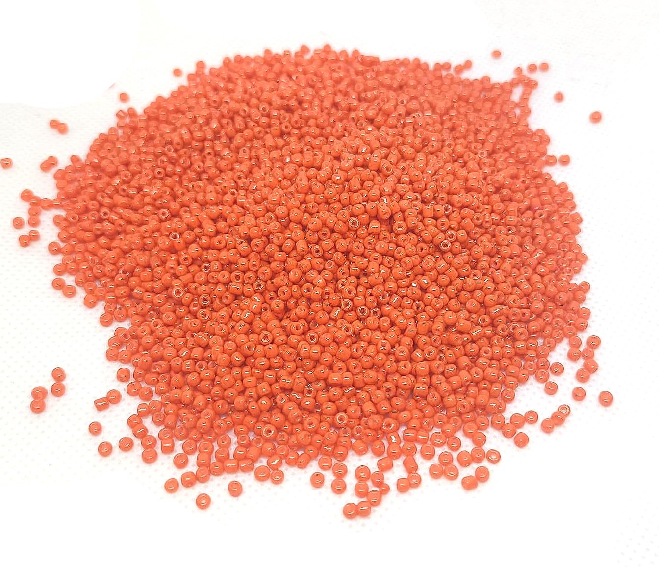 6500 Pieces Glass Seed Beads 2 mm Opaque Matte 11/0 Pony Beads Opaque Lustre Opaque Seed Beads (Orange)