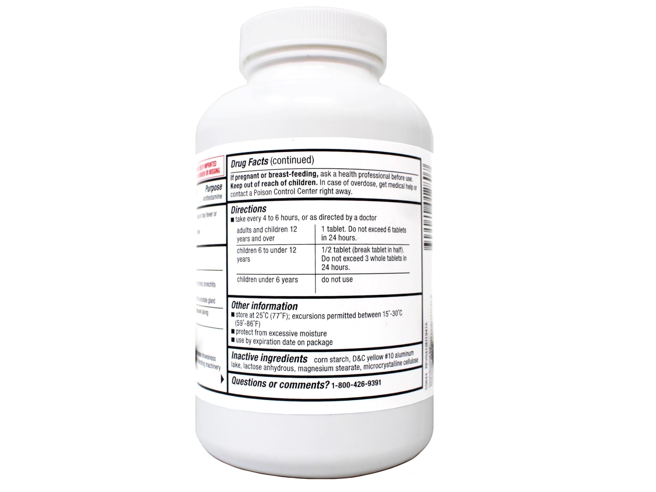 Major 4 Hour Allergy Tablets - Chlorpheniramine Maleate - 4 mg - Antihistamine - 1000 Tablets (1 Pack)