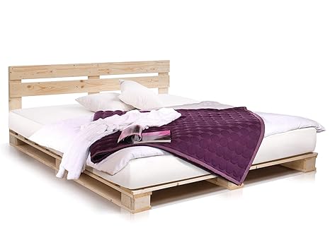 90 X 200 Cm Inklusive Kopfteil Moebel Eins Paletti Duo Massivholzbett Palettenbett Fichte Natur