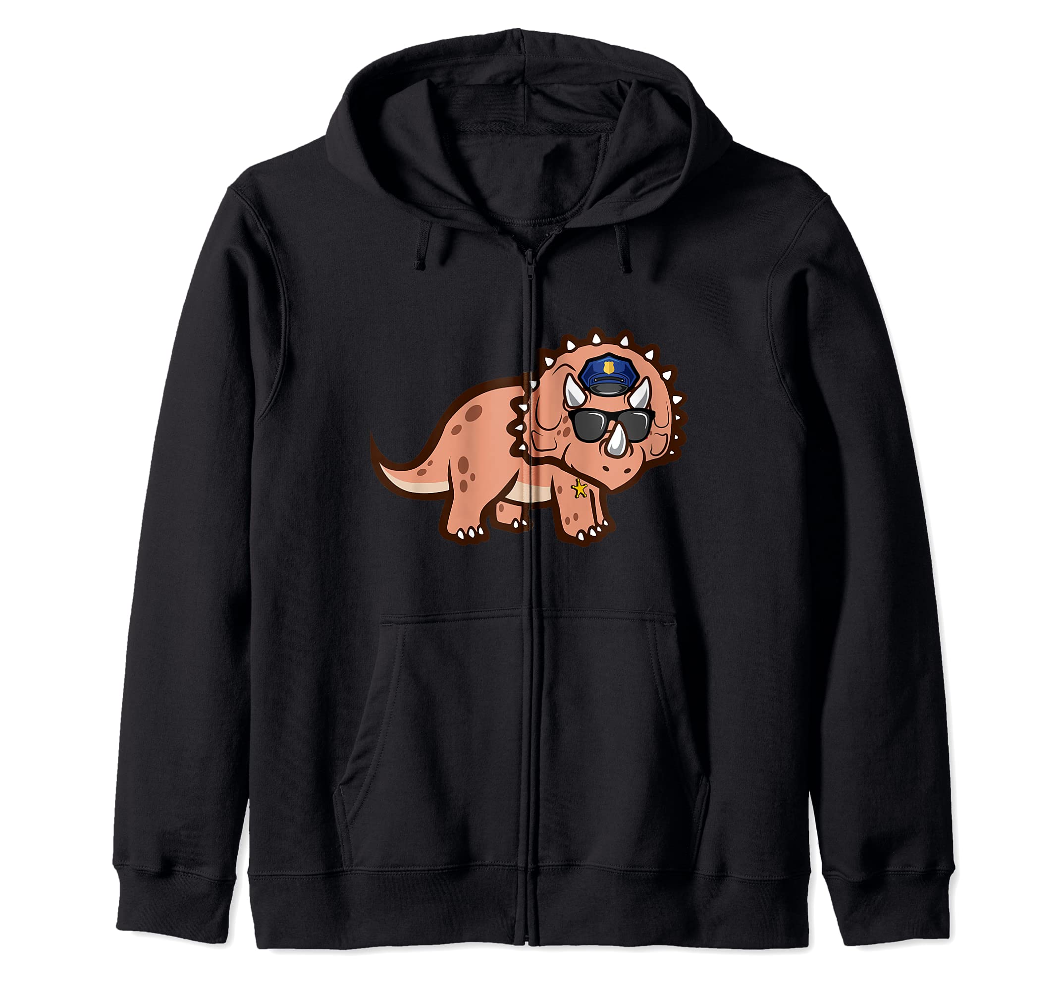 Police Officer Cop Law Enforcement Triceratops Dinosaur Zip Hoodie
