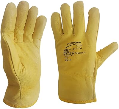 RUFTUF Driver Gloves Leather Fleece Lined Work Gloves Mens Size L DG-YCG