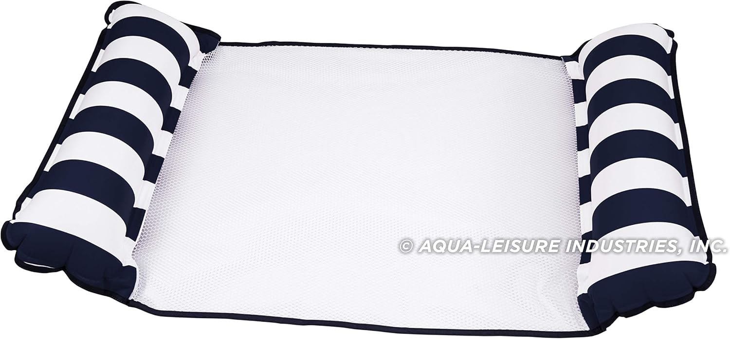 Aqua 4-in-1 Monterey Pool Hammock & Float, 50% Thicker, Patented Non-Stick PVC, Multi-Purpose Water Hammock (Saddle, Chair, Hammock, Drifter) Pool Chair for Adults - Navy: Toys & Games