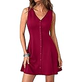 PRETTYGARDEN Sundresses for Women 2026 Casual Short Summer Dresses Sleeveless V Neck Tank A Line Spring Beach Vacation Dress