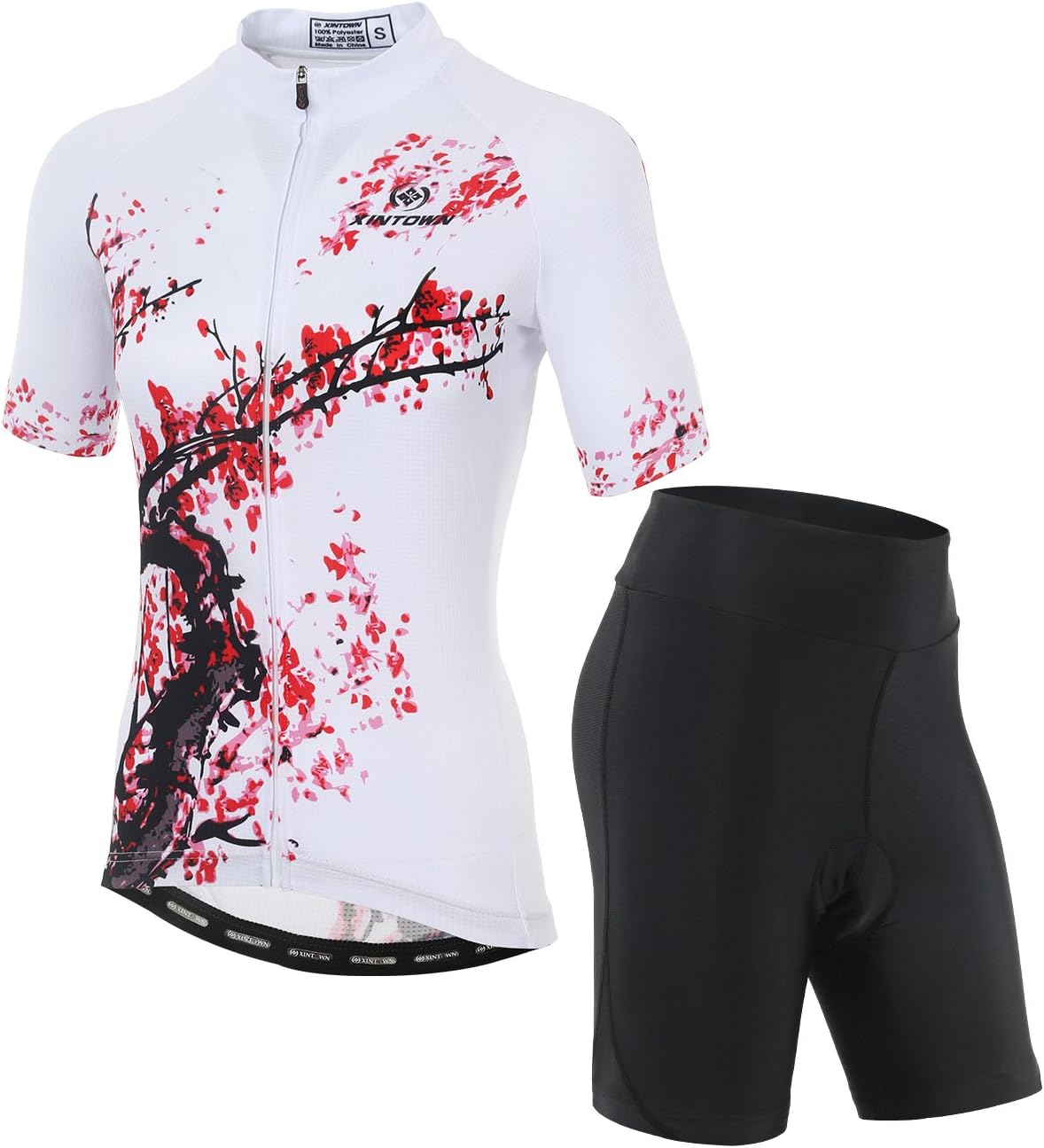 aiqi Women's Short Sleeve Cycling Jersey/Bicycle Top and 3D Padded Shorts Set