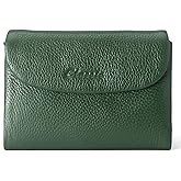 DAMAIKE Wallet for Women [Genuine Leather] [Magnetic Closure], Large Capacity Female Ladies Bifold Wallet Card Holder, ID Window, Zipper Coin Pockets (Army Green)