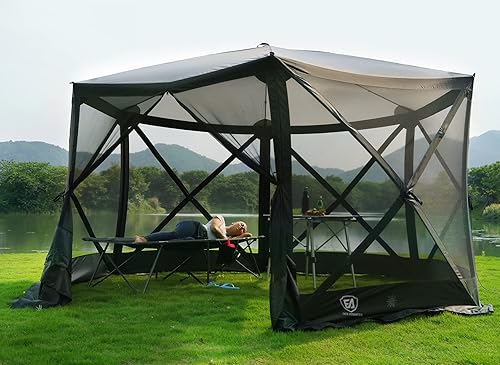 EVER ADVANCED Pop Up Gazebo Screen House Tent for Camping ft