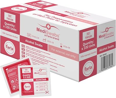 Farla Medical MediSwabs Pre Injection Alcohol Wipes 70% Isopropyl 100