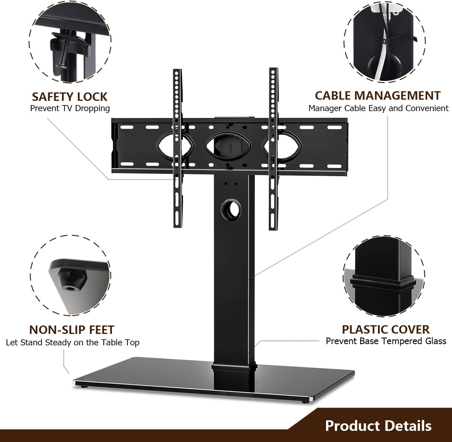RFIVER Universal Tabletop TV Stand for 55 58 60 65 70 75 80 inch TV