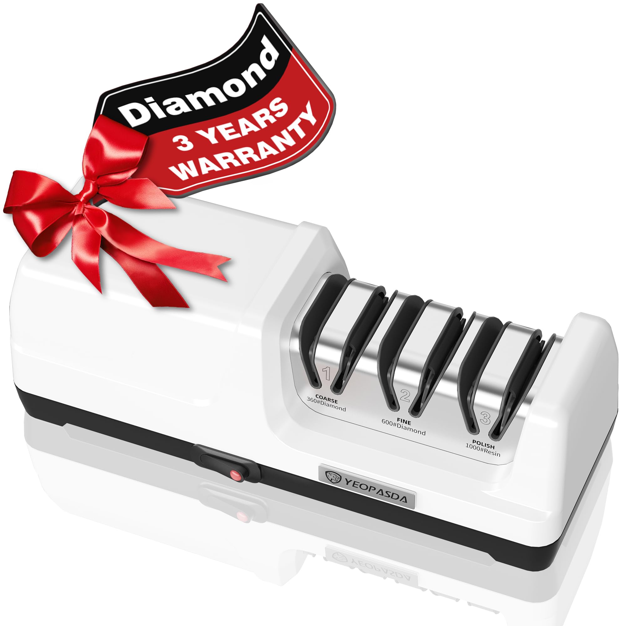 Photo 1 of YeopAsda Electric Knife Sharpeners for Kitchen Knives 3 Stage Automatic Knife Sharpener Electric 100% Diamond Abrasive 20° Precision Guide Professional Kitchen Knife Sharpener Tool