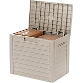 IRIS USA 35-Gallon Outdoor Deck Delivery Storage Box, Lockable & UV-Protected, Weather-Resistant Patio Storage for Cushions, Garden Tools & Packages, Waterproof Resin, Durable & Stylish Design - Beige