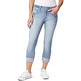 WallFlower Luscious Curvy 23.5” Mid-Rise Cropped Jeans for Women, Insta Stretch Denim Juniors Jeans