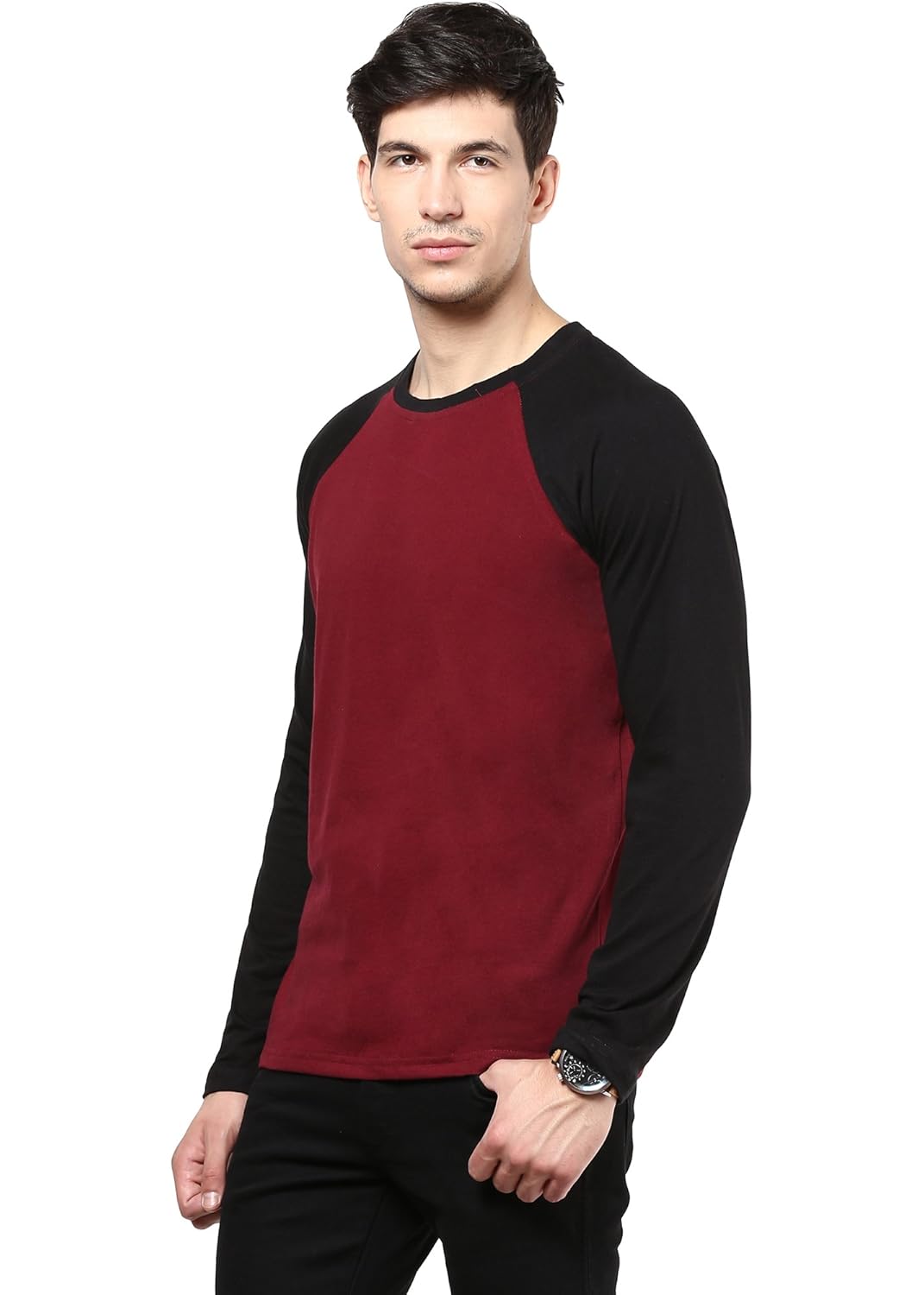 inkovy men's raglan neck full sleeve cotton t-shirt