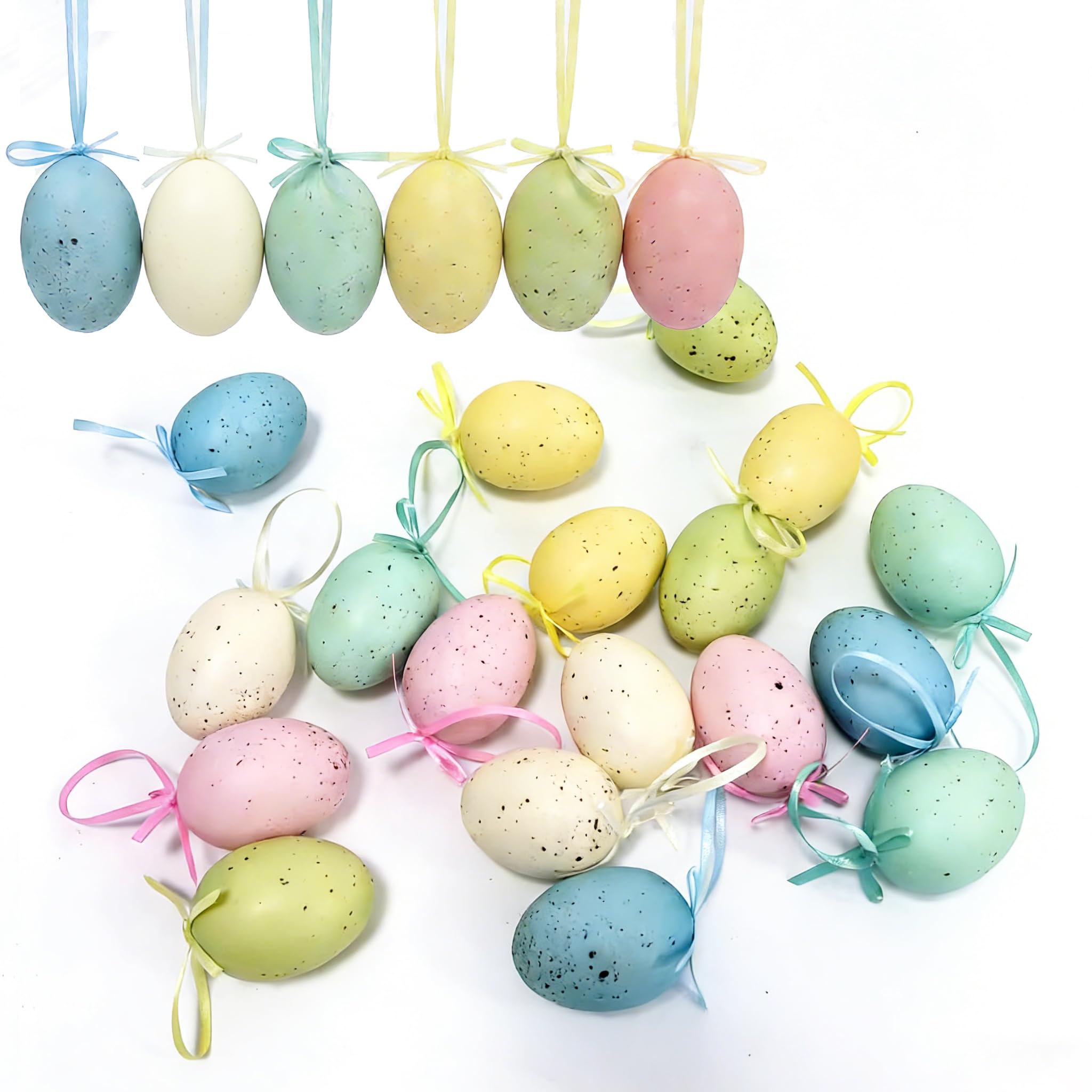 18 Pcs Easter Hanging Eggs, Easter Decorations Eggs Hanging Ornaments Colorful for Easter Tree Basket Decor Party Favors Supplies Home Basket Filler