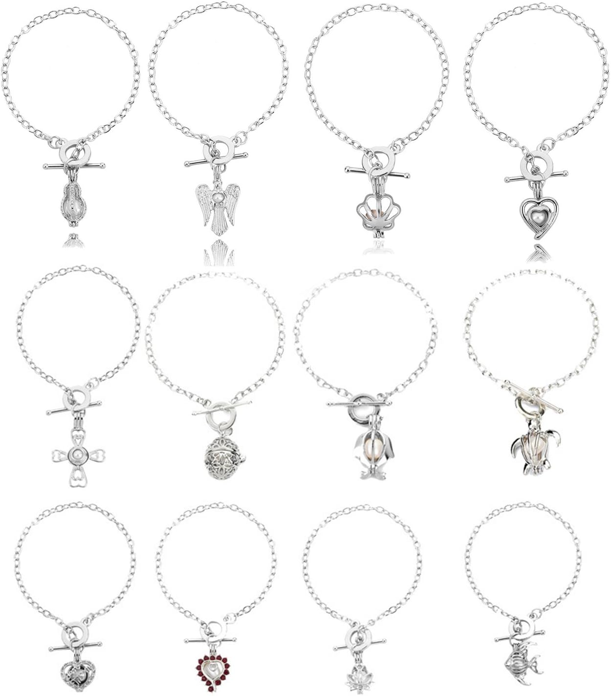 HENGSHENG 12PCS Bracelet Sets Pearl Oyster Fitting with 1 PC Real Oval Pearl in Pendant (cpsl020)