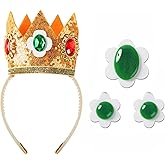 Princess Costume Accessories Crown Clip-on Ball Earrings Blue Brooch Pin for Women Halloween Cosplay Dress Up