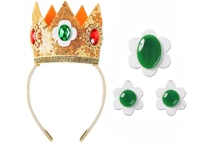 FANCHEER Princess Costume Accessories Crown Clip-on Ball Earrings Blue Brooch Pin for Women Halloween Cosplay Dress Up