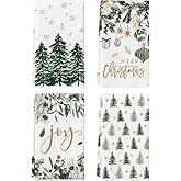 Artoid Mode Green Xmas Tree Ornament Christmas Kitchen Towels Dish Towels, 18x26 Inch Farmhouse Holiday Snowflake Winter Decoration Cleaning Set of 4