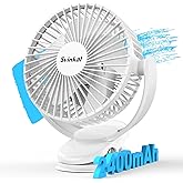 Svinkal usb Personal Clip on Fan 2400mAh Battery Operated 6in, Type C, 3 Speed, 720 adjustment, Small Portable Fan for Table, Bedroom, Desk, dormitory, Camping, Stroller, Golf Cart