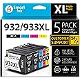 Smart Ink Compatible Ink Cartridge Replacement for HP 932XL 933XL 932 XL 933 (5 Pack Combo) to use with HP Officejet 6600 6100 6700 7510 7610 7612 7510 Printers (2 Black XL, Cyan, Magenta, Yellow)
