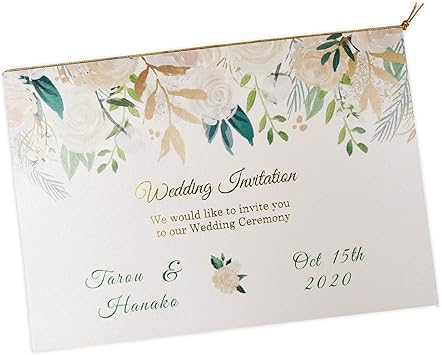 Amazon 結婚式招待状 手作りキット ペーパーアイテム 名入れ フレグランスホワイト シャワー 10枚 セット 返信はがき アレルギー表記あり 招待状 文房具 オフィス用品