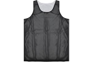 TopTie Reversible Basketball Jerseys Men's Tank Top Mesh Tank Lacrosse Jersey for Adult Youth-Black/White-L