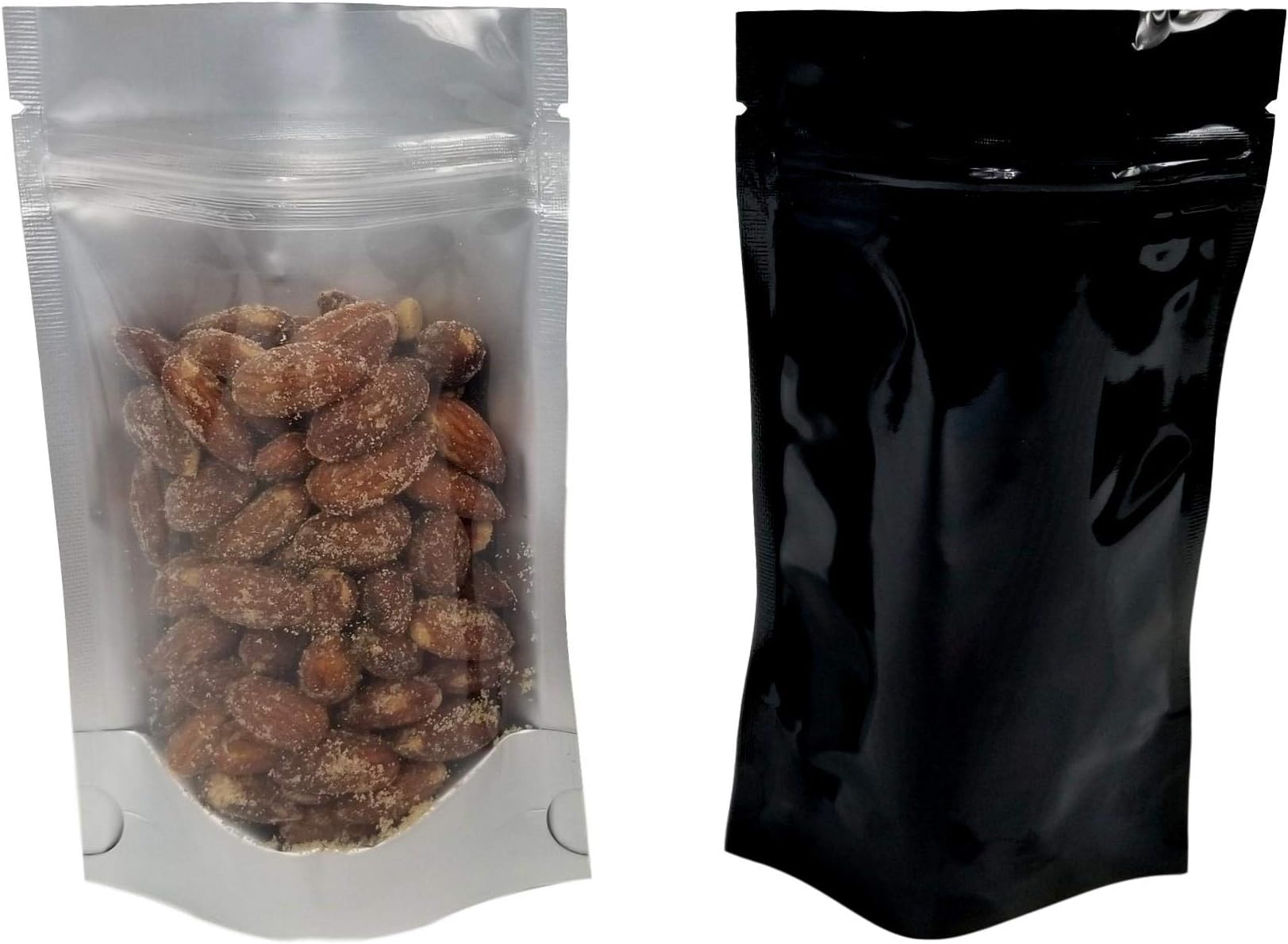 6"x4"x2.5" Mylar Ziplock Stand up Storage Bag/Pouch - Clear Front Black Back Gusseted Odor Proof Hemp Dried Flowers (1/4 oz) Snack Storage (100)