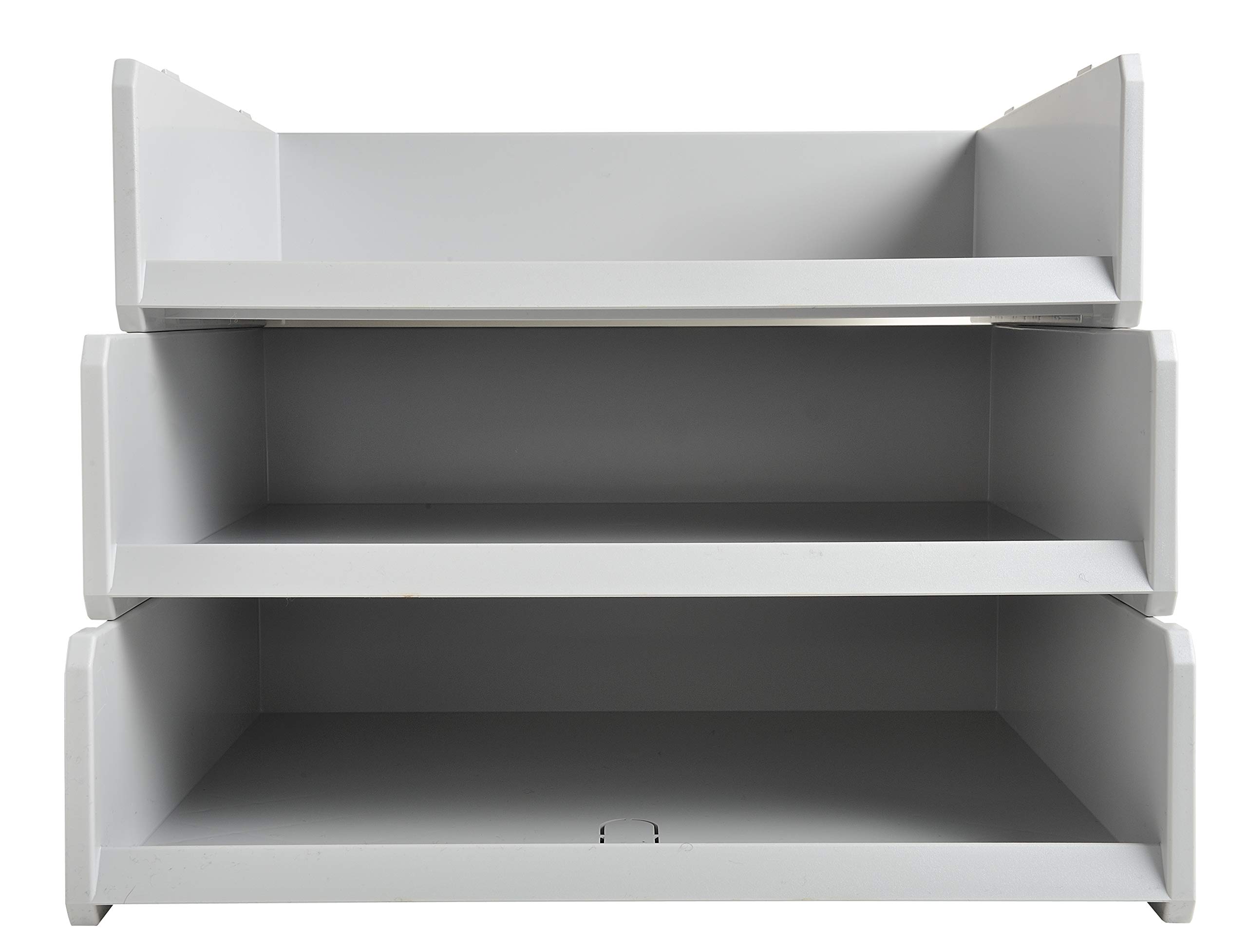 Exacompta - Ref 13040D - Office Multitri - 300 x 380 x 100mm in Size, Suitable for A4+ Documents, Vertically Stackable, Open Front Design, Landscape - Light Grey
