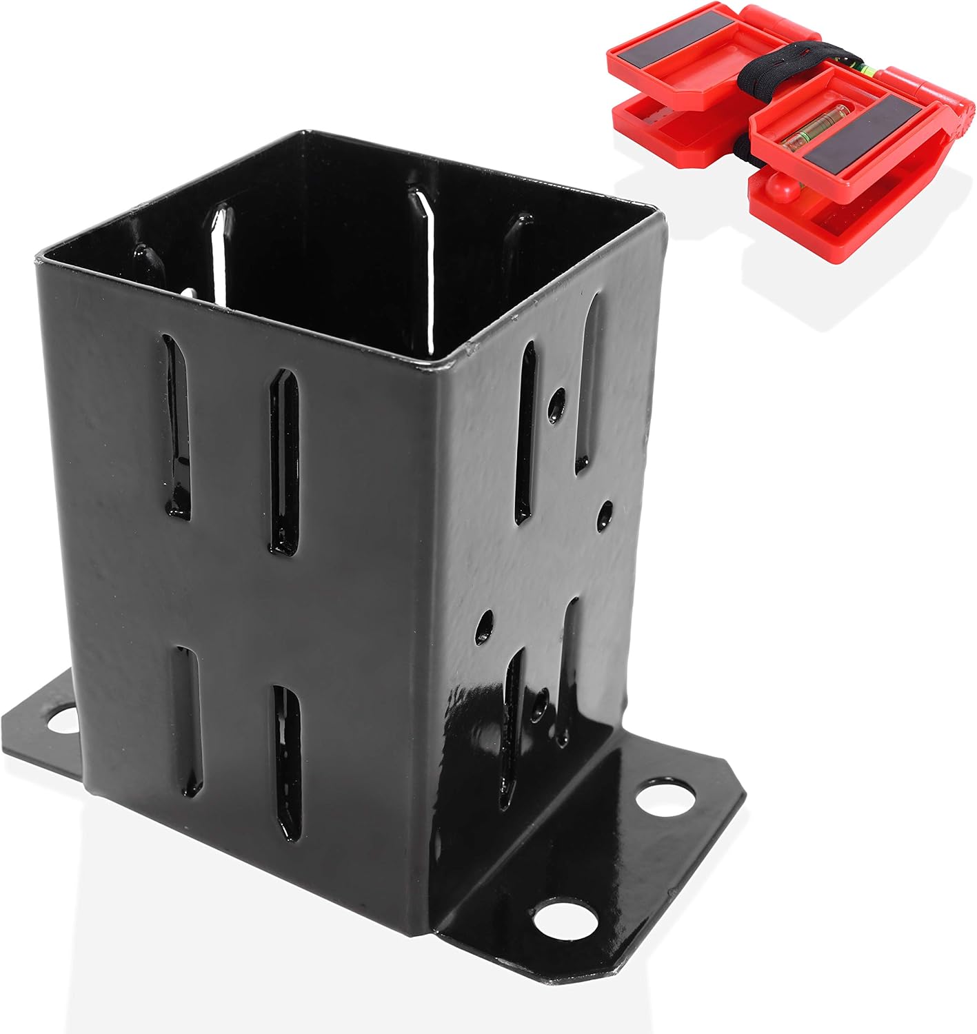 DoMerch 92mm x 92mm Black Powder Coated Wood Fence Post Anchor Base ...