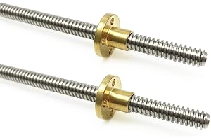 VICHSAMWY 2PCS PCS 600mm（23.62 Inches）Tr8x4 Lead Screw with T8 Brass Nut (Acme Thread, 2mm Pitch, 2 Starts, 4mm Lead) for LCD DLP SLA 3D Printer Z Axis and CNC Machine