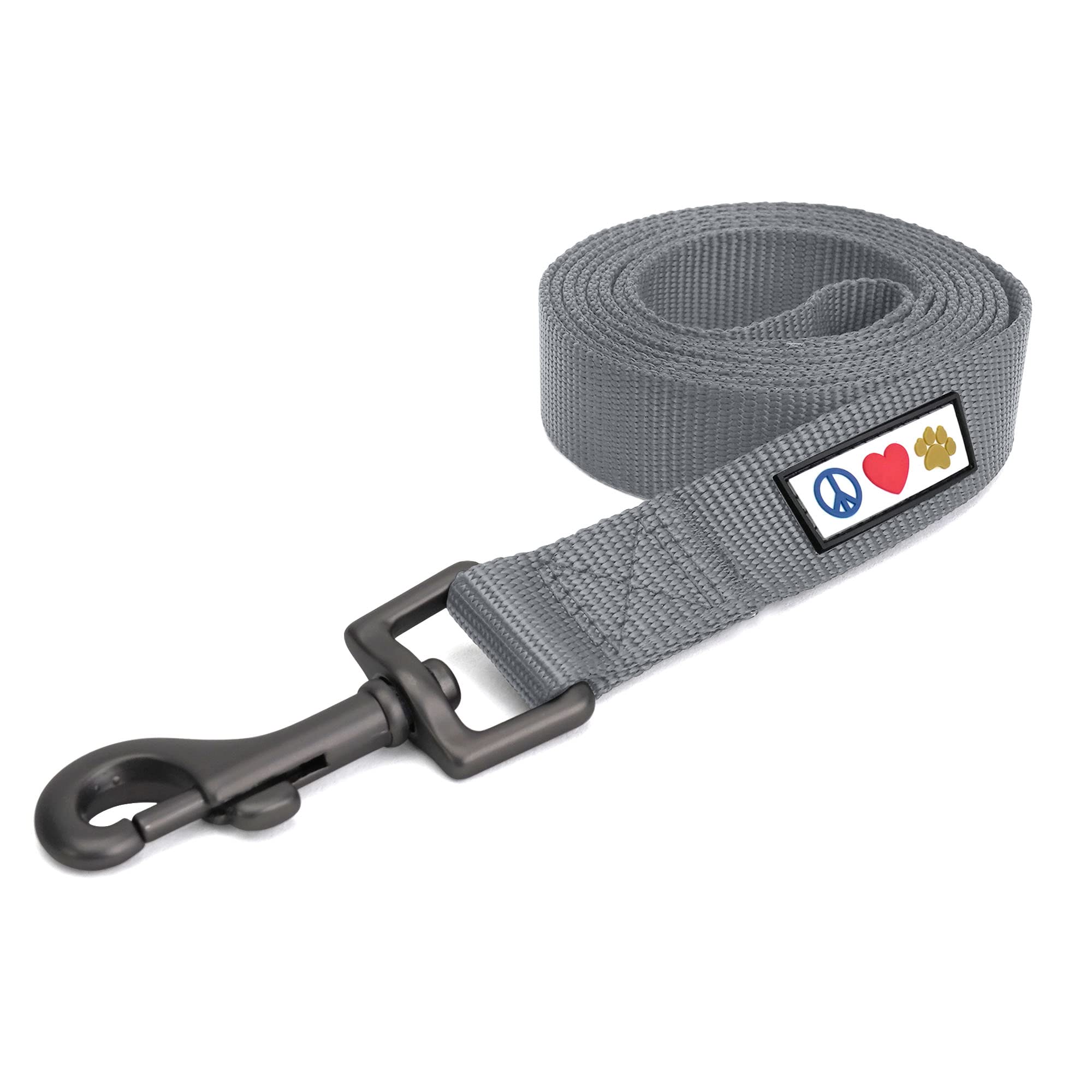 Pawtitas 1.8M Solid Color Puppy Dog Leash Comfortable Handle Training Leash for Large Medium Grey Dogs