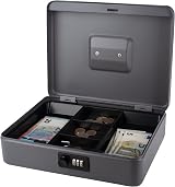 Pavo Metal Cash Box 12 Inch with Combination Lock Dark Grey view 1