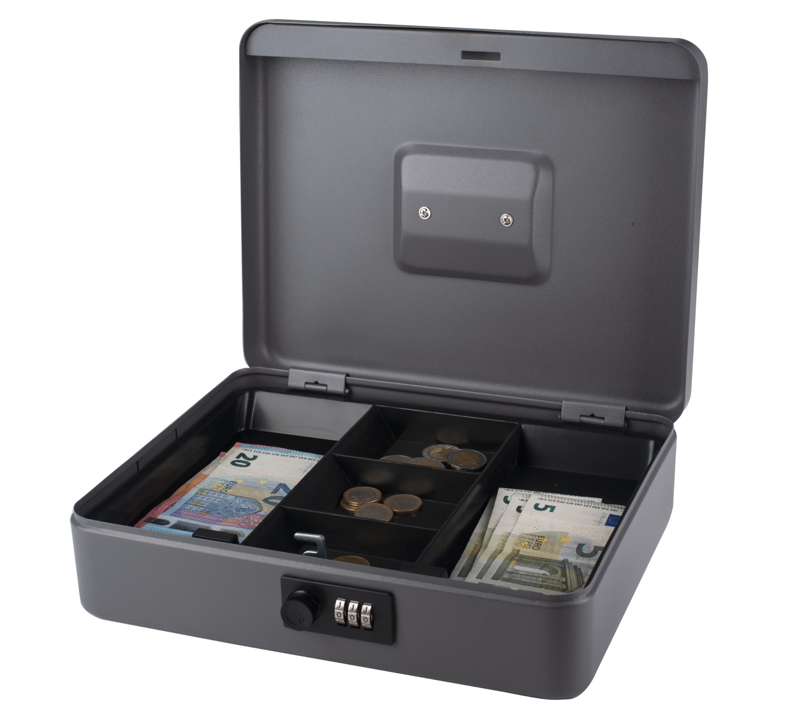 Pavo Metal Cash Box 12 Inch with Combination lock- Dark Grey