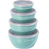 KitchenAid Prep Bowls with Lids, Set of 4, Aqua Sky
