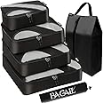 BAGAIL 6 Set Packing Cubes,Travel Luggage Packing Organizers(5set+Laundry bag AllBlack)