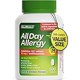 ValuMeds 24-Hour Allergy Medicine Antihistamine for Pollen, Hay Fever, Dry, Itchy Eyes, Allergies | Cetirizine HCl 10mg Caplets, Compare to Leading Brand (500 Count)