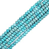 BEADIA Natural Blue Turquoise Beads 4x2mm 120pcs Faceted Rondelle Loose Semi Gemstone Beads for Jewelry Making Design