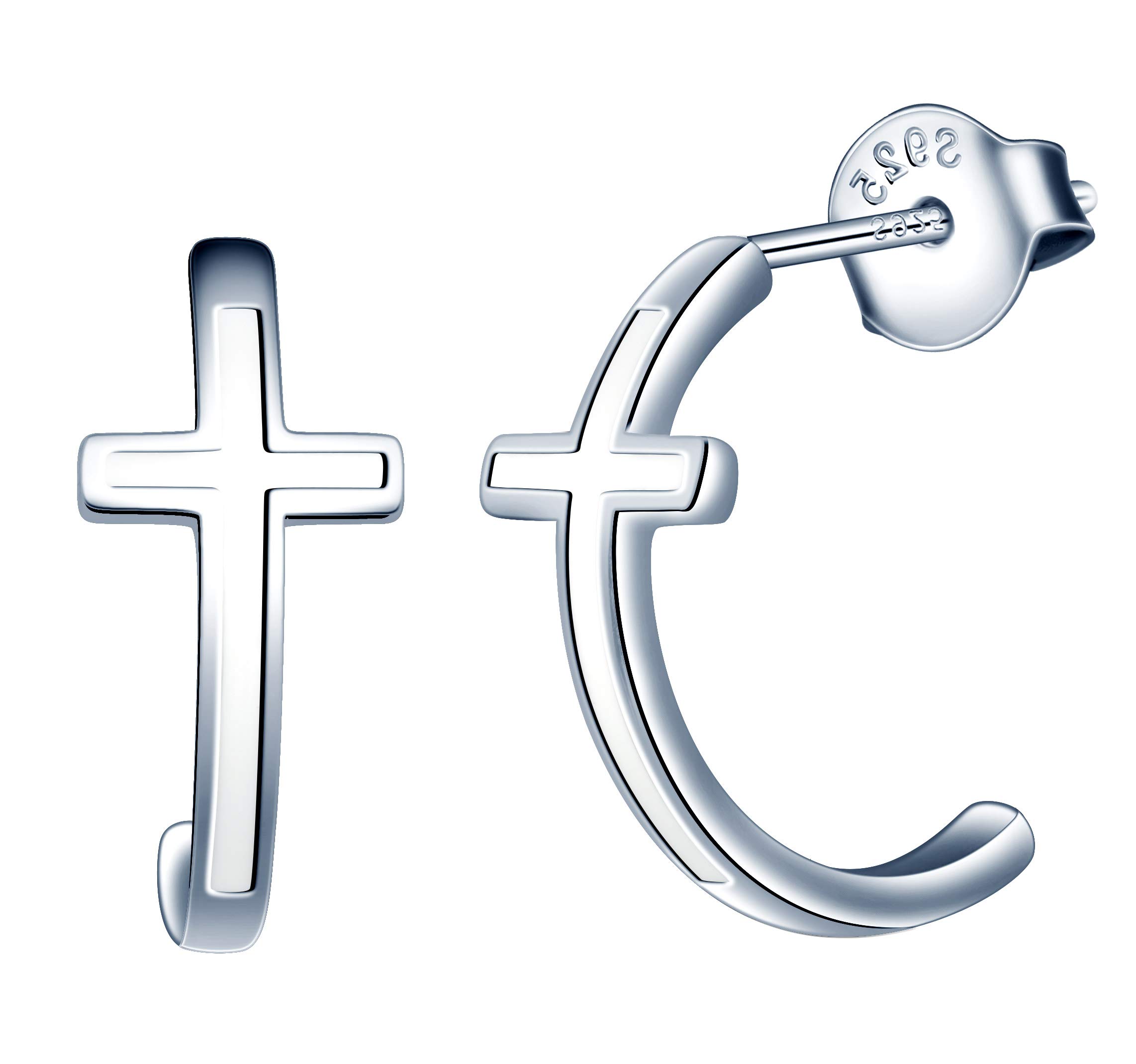 MicLee Woman's girl's Earrings, 925 Sterling silver earrings, Unique cross earrings studs, Inlaid zircon, elegant and beautiful, gift for Birthday, Valentine's Day and Christmas