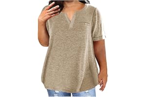 DOVFORD 2023 Summer Cotton Plus Size Tops for Women Trendy Short Sleeve V Neck Loose Blouse Workout Basic Comfy T Shirts Tees