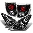 AKKON - For Toyota Celica Black Halo Projector DRL LED Headlights Driver/Passenger Lamps + Tail Brake Light Assembly