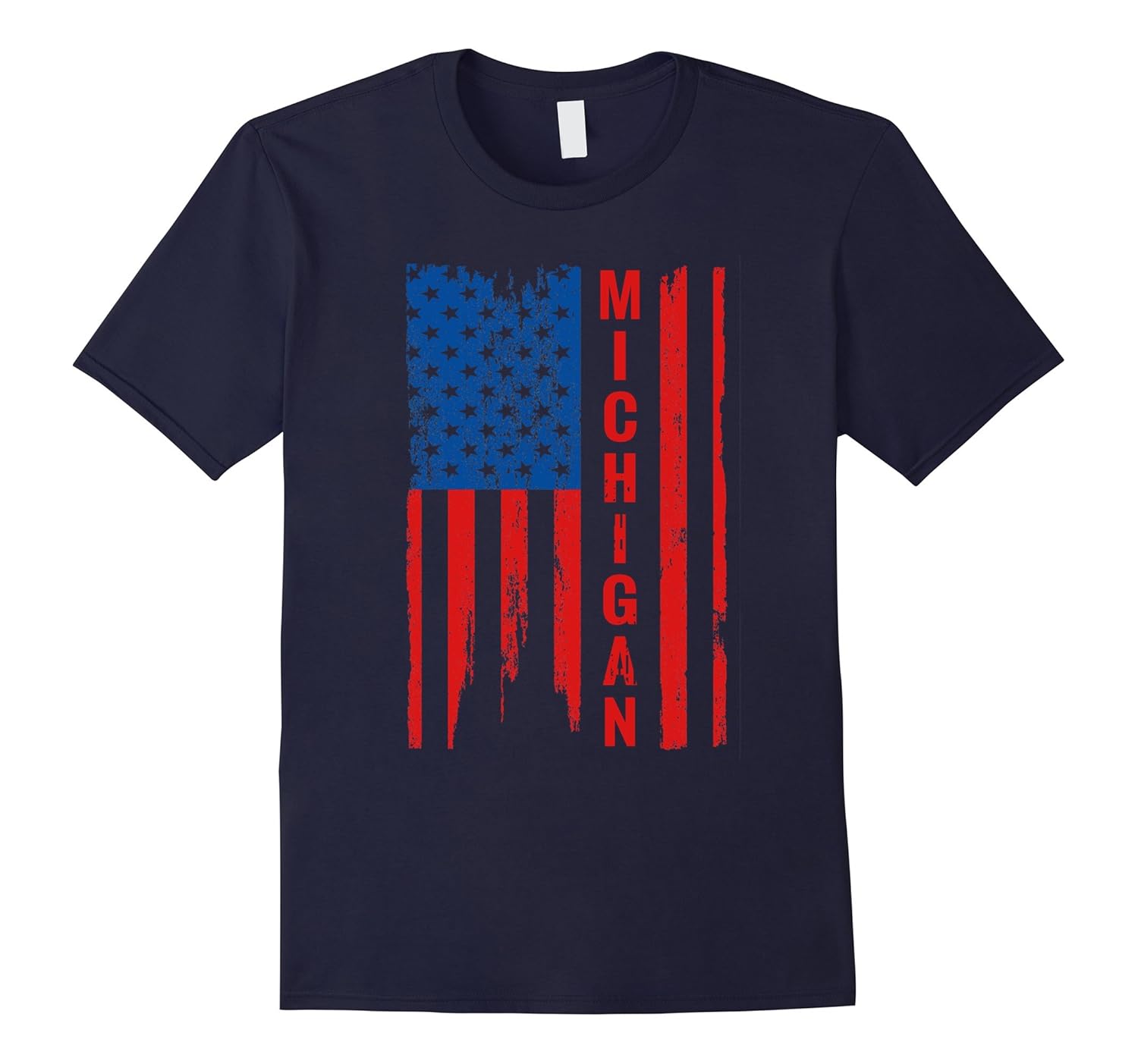 Michigan American Flag Michigan State T-Shirt-ANZ