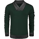 COOFANDY Men Casual Knitted Sweaters Shawl Collar Dress Sweater Long Sleeve V-Neck Pullover Tops