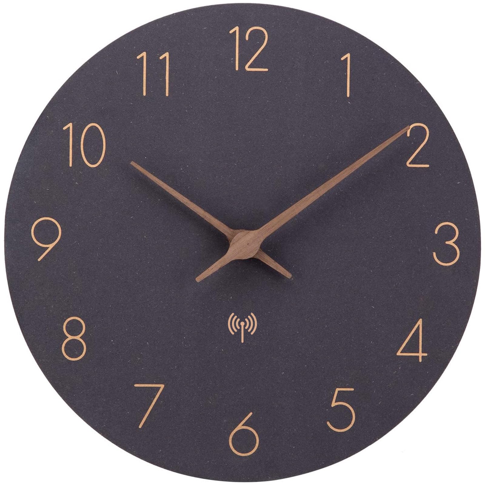 ACCSHINE MDF Holz Funkuhr Wanduhr Ohne TickgeräUsche Lautlos 30cm Quarz Batterie Groß Wanduhren Einfach zu Lesen für Zimmer Zuhause KüChe Schlafzimmer Büro Schule (Schwarz)